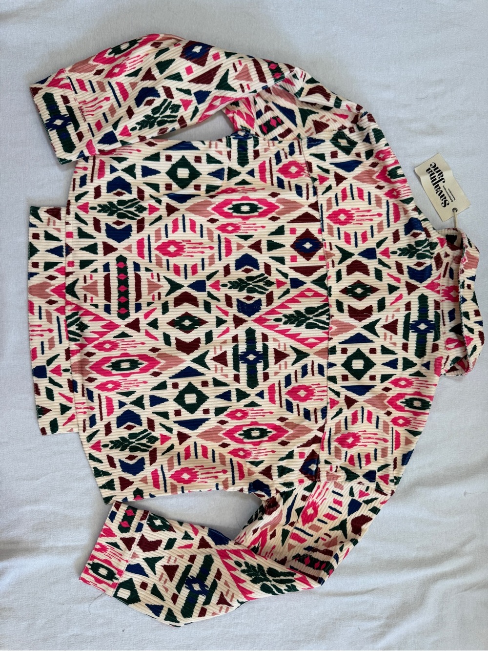 Savanna Jane Women’s Medium Aztec Print Corduroy Jacket High Low Shacket NWT - Picture 7 of 7